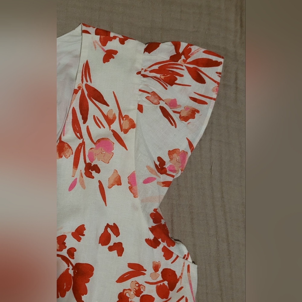​Banana Republic Floral Linen-Cotton Ruffle-Sleeve Dress - NWOT - 18 - Picture 6 of 14